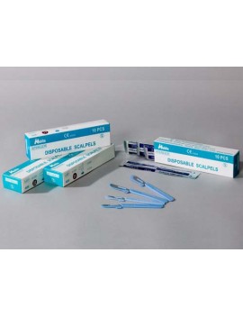 CAJA DE 10 BISTURIS COMPLETOS 