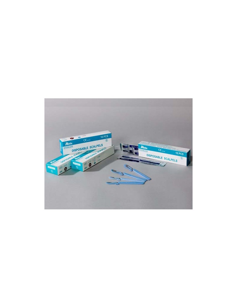 CAJA DE 10 BISTURIS COMPLETOS 